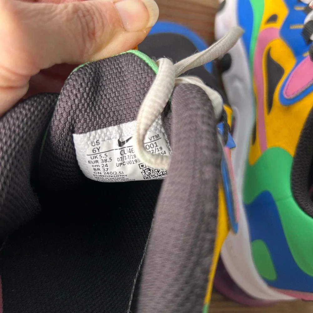 Nike Air Max 270 React Kids Multi Color gumball‎ athletic Shoes Size 6Y unisex - Picture 5 of 8